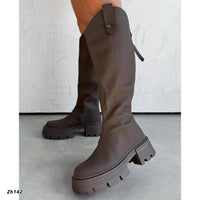Bota caña alta cafe detalle mm suela 6cm  AM7557  C-64