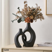 Set dos jarrones union negro ceramica  13,8cm* 17,6cm - 16,2cm* 21,5cm