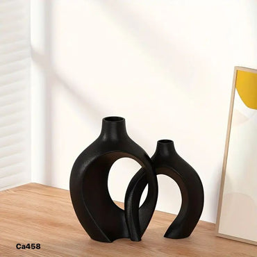 Set dos jarrones union negro ceramica  13,8cm* 17,6cm - 16,2cm* 21,5cm