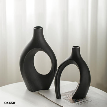 Set dos jarrones union negro ceramica  13,8cm* 17,6cm - 16,2cm* 21,5cm