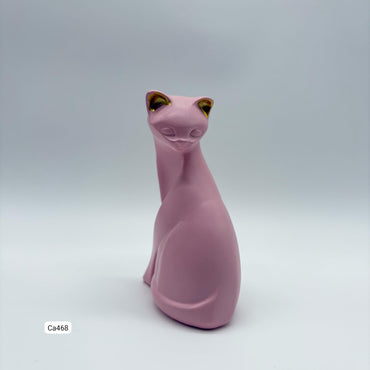Articulo decorativo gato rosado sentado  9cm* 5cm* 14cm