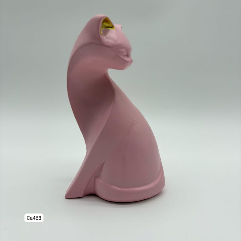 Articulo decorativo gato rosado sentado  9cm* 5cm* 14cm