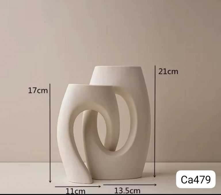 Set dos jarrones union blanco ceramica 13,5cm* 8cm* 21cm - 12cm* 11cm* 17cm