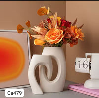Set dos jarrones union blanco ceramica 13,5cm* 8cm* 21cm - 12cm* 11cm* 17cm
