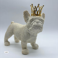 Articulo decorativo perro bull dog dorado corona  32cm* 15cm* 27cm