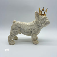 Articulo decorativo perro bull dog dorado corona  32cm* 15cm* 27cm