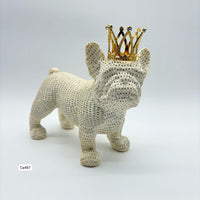 Articulo decorativo perro bull dog dorado corona  32cm* 15cm* 27cm