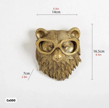 Articulo decorativo oso dorado de pared  16,5cm* 14,5cm