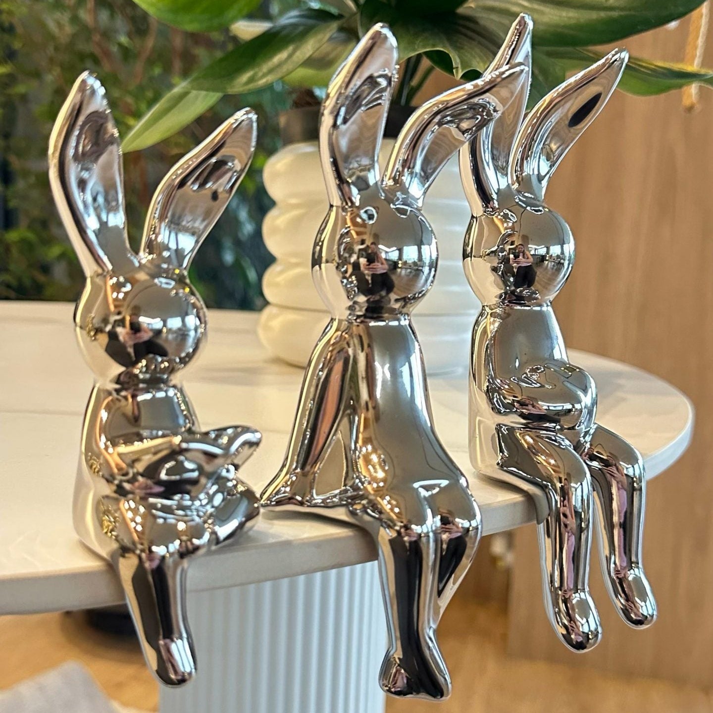 Set tres conejos plateado  7,5cm* 21cm - 5,5cm* 17cm - 7,5cm* 20cm