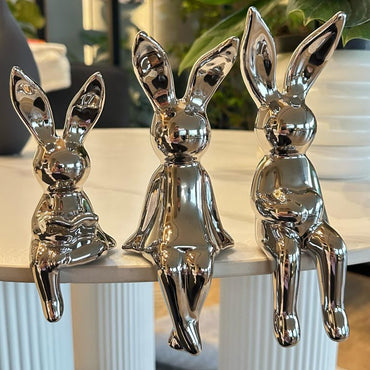 Set tres conejos plateado  7,5cm* 21cm - 5,5cm* 17cm - 7,5cm* 20cm