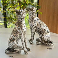 Articulo decorativo leopardo plateado mediano  12,5cm* 8,5cm* 21cm