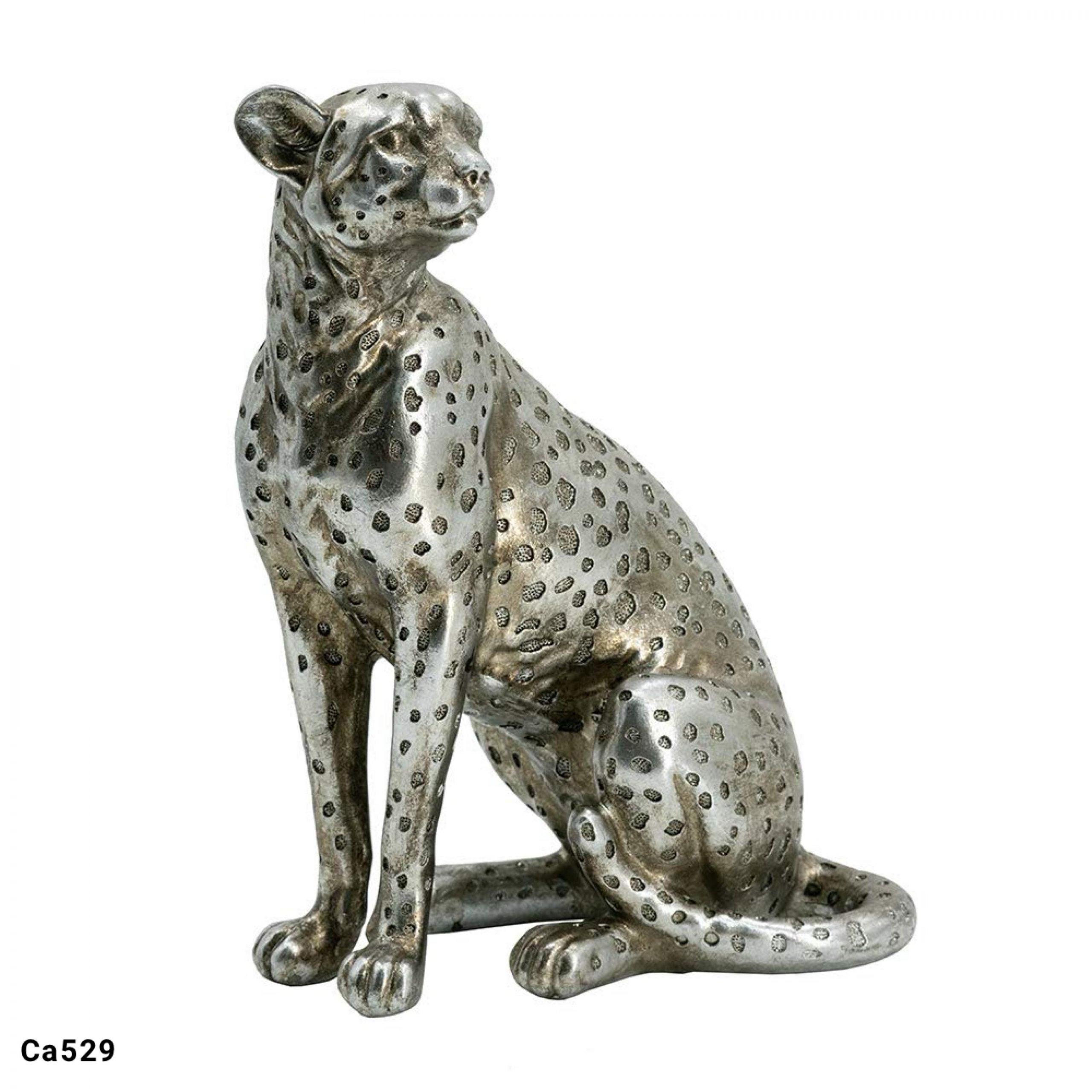 Articulo decorativo leopardo plateado grande  17,5cm* 11cm* 22cm