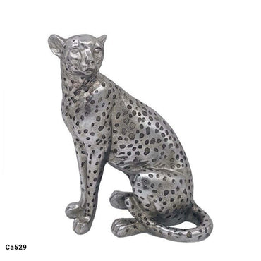 Articulo decorativo leopardo plateado grande  17,5cm* 11cm* 22cm
