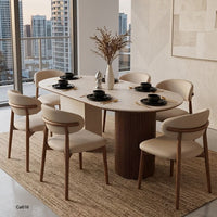 Mesa comedor beige piedra sintetizada base acanalada   160cm* 80cm* 75cm