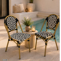 Silla de exterior tejido blanco y negro en rombos 70cm* 50cm* 135cm