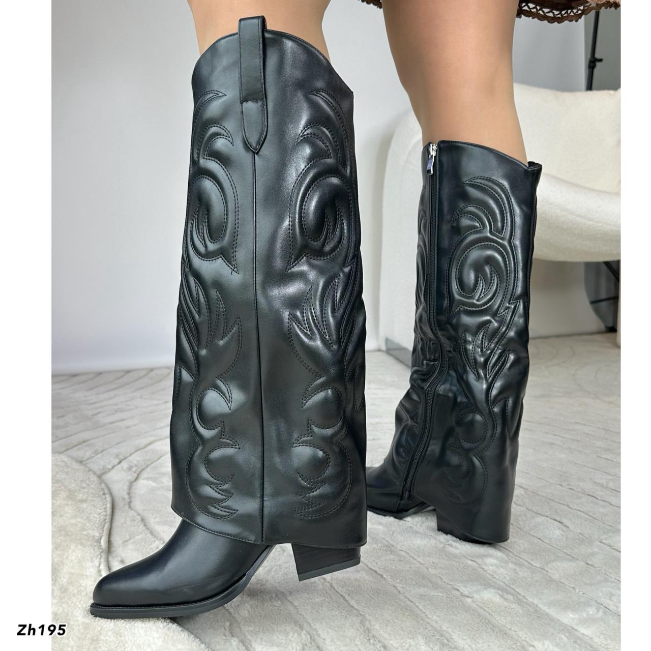 Bota texana negro doblez tacon 7cm  HX3157-B9545