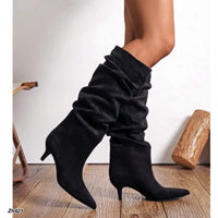 Bota caña alta negro tacon 7cm  A9811  C-141