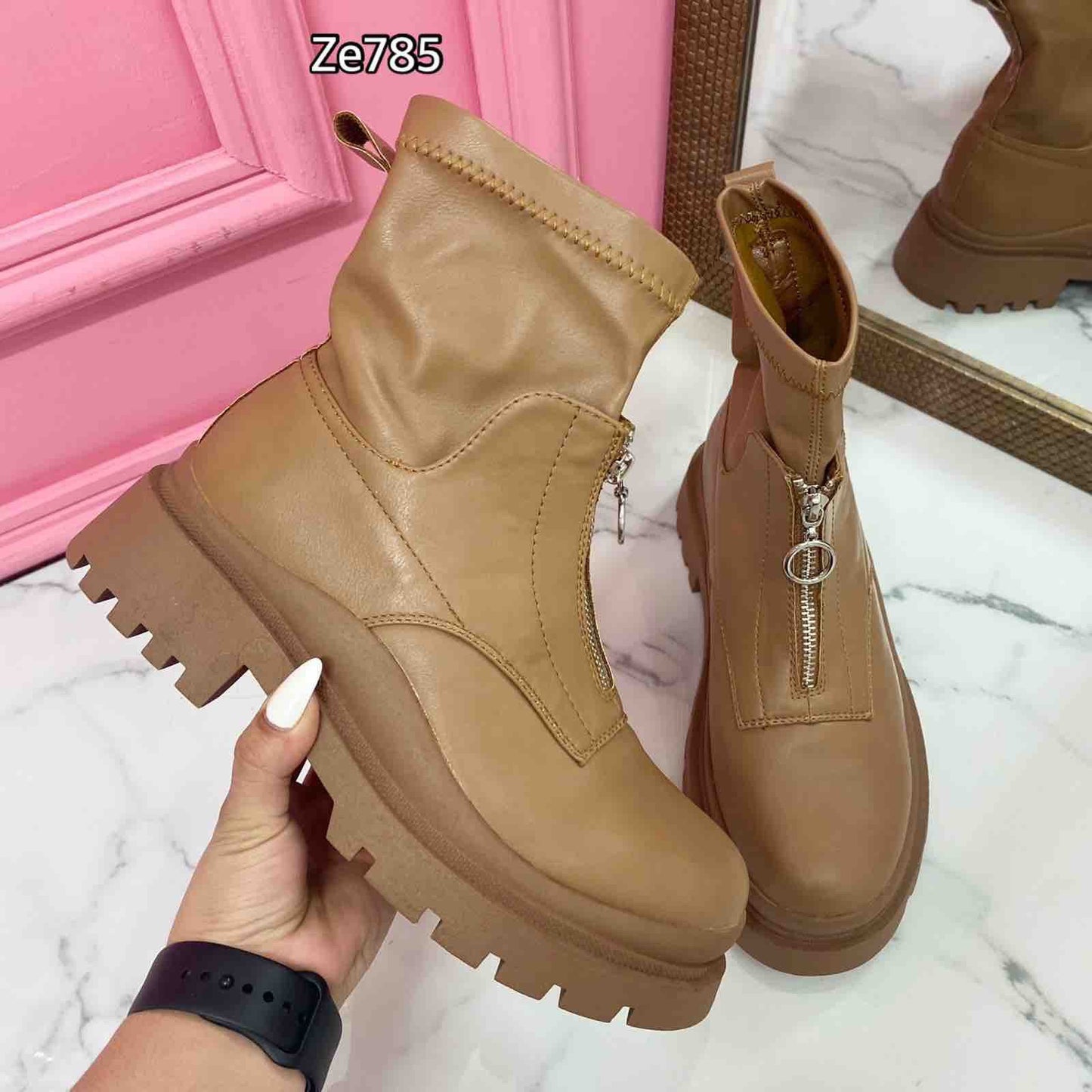 Botin café cierre frontal suela 3cm  M610  C20