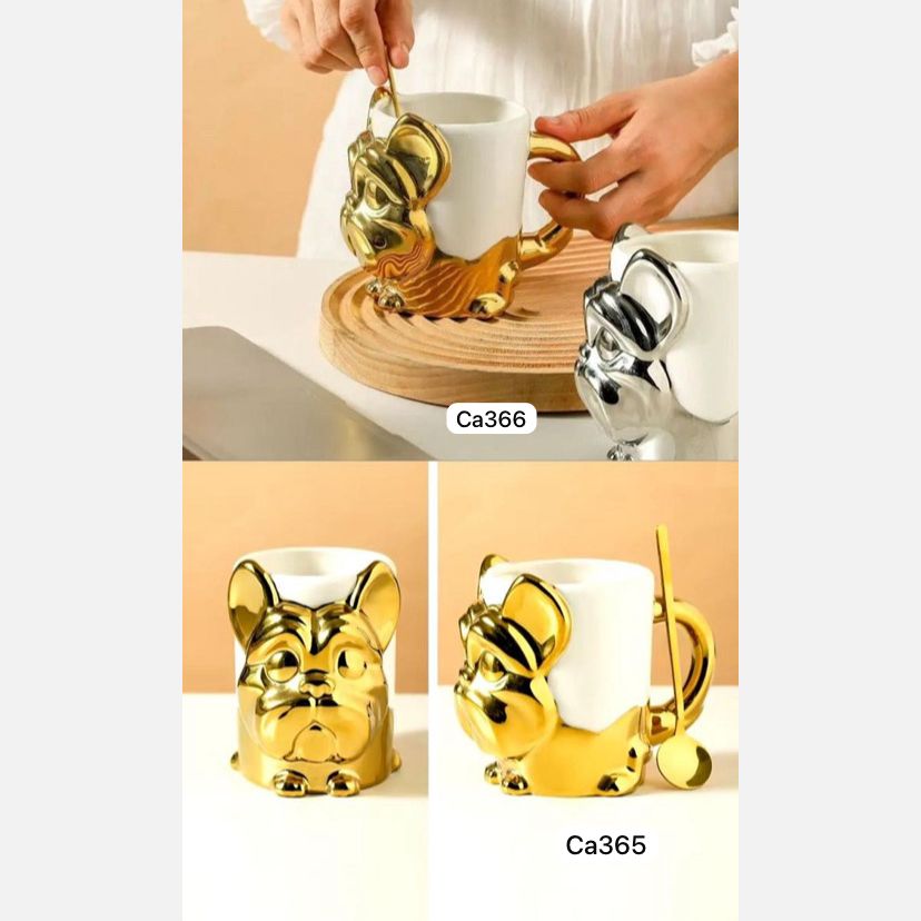 Taza perro plateado ceramica   450ml