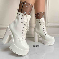 Botin blanco apliques plateados tacon 12cm  169-7   C-3