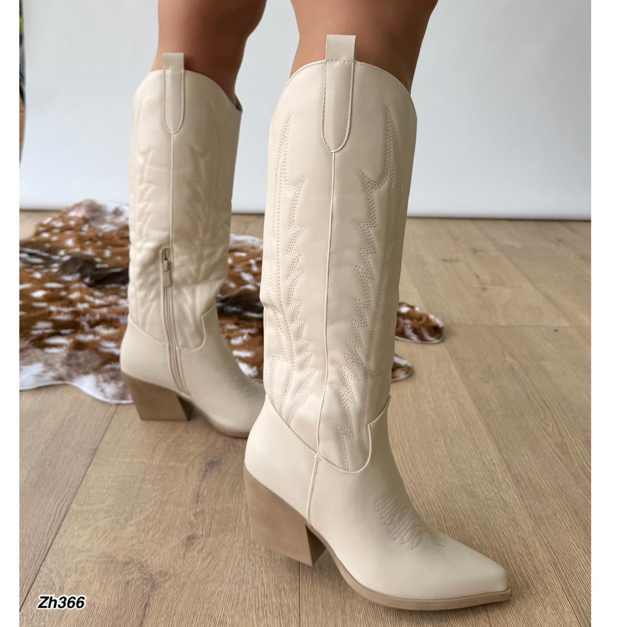 Bota texana beige tacon 7cm  HJ5108   C-116