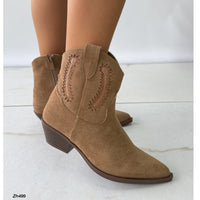 Botin texano beige detalle brillante tacon 5cm  7188   C-163