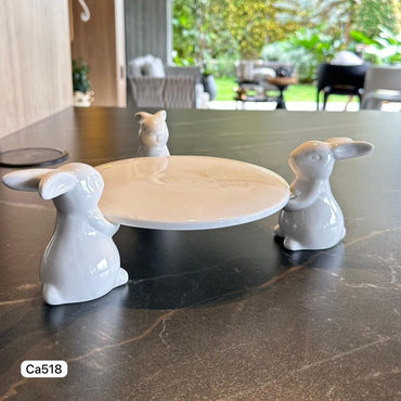 Bandeja pastelera blanco tres conejos    diametro  29,5cm