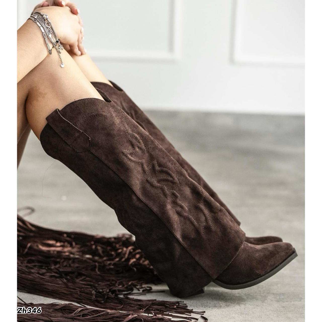 Bota texana café doblez tacon 9cm  A9835  C-122