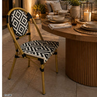 Silla de exterior tejido blanco y negro en rombos 70cm* 50cm* 135cm
