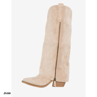 Bota texana beige doblez detalle cierre dorado tacon 7cm   2P8D-X1414-10  C-134