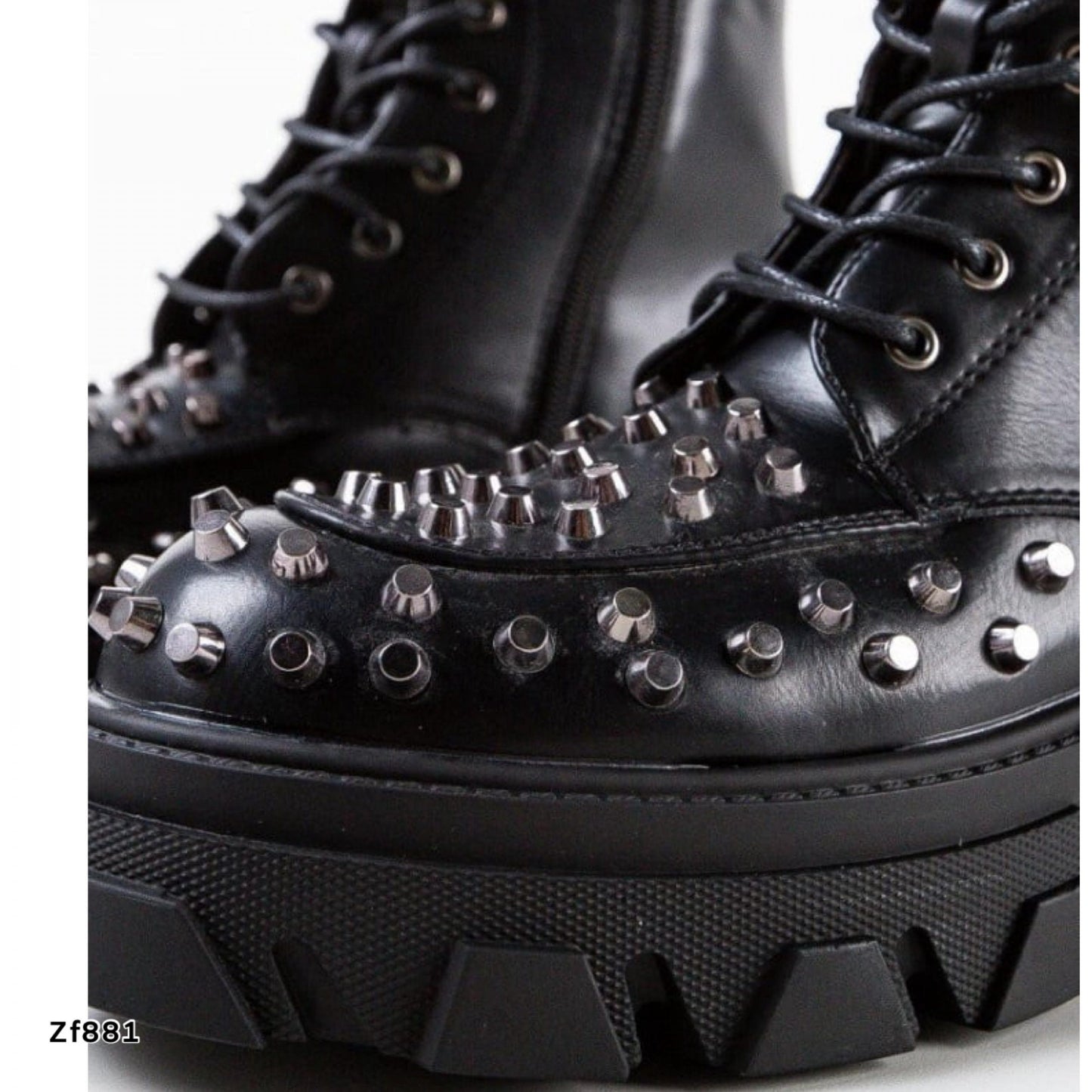 Botin negro apliques plomo suela 4cm  2G9AX80029-01    C-33
