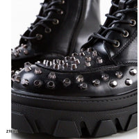 Botin negro apliques plomo suela 4cm  2G9AX80029-01    C-33