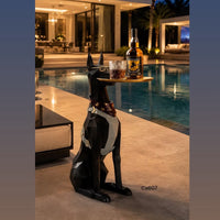 Mesa auxiliar perro doberman negro 22cm* 35cm* 75cm bandeja 30cm