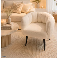 Silla poltrona boucle blanco patas negro  75cm* 60cm* 72cm