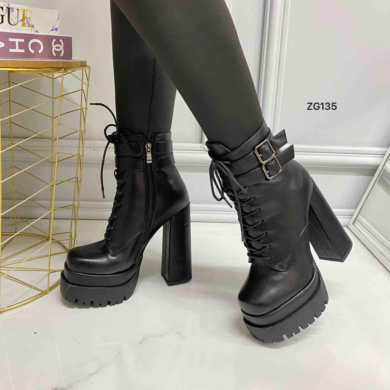Botin negro correas plataforma 5cm tacon 14cm  BTC15#  C-1