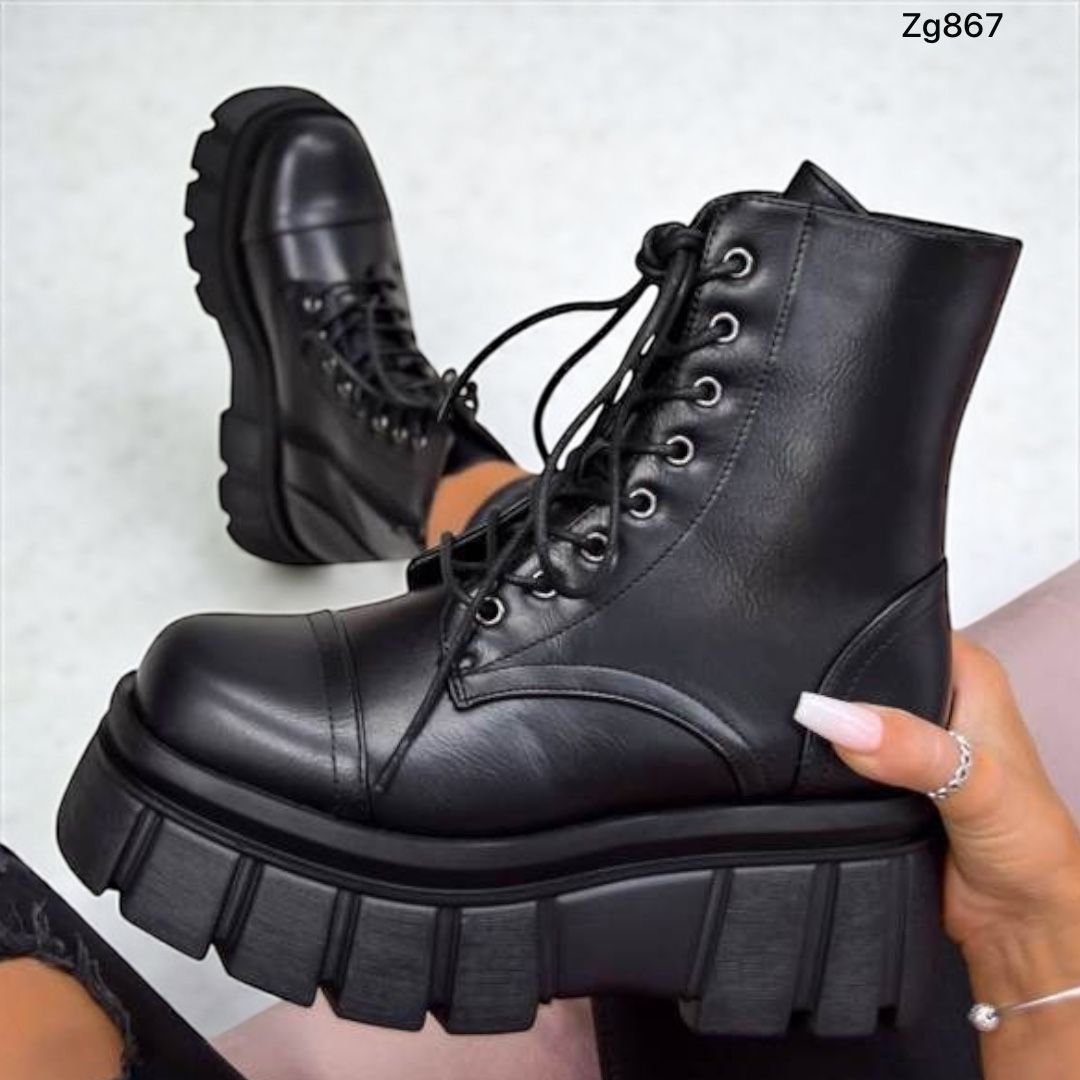Botin negro cierre lateral plataforma 6cm  255-038