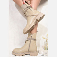 Botin beige apliques dorado suela 4cm  9559A  C-64