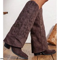 Bota texana café doblez tacon 9cm  A9835  C-122