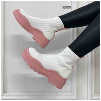 Botin blanco suela rosa 3cm   DKB6886  C5
