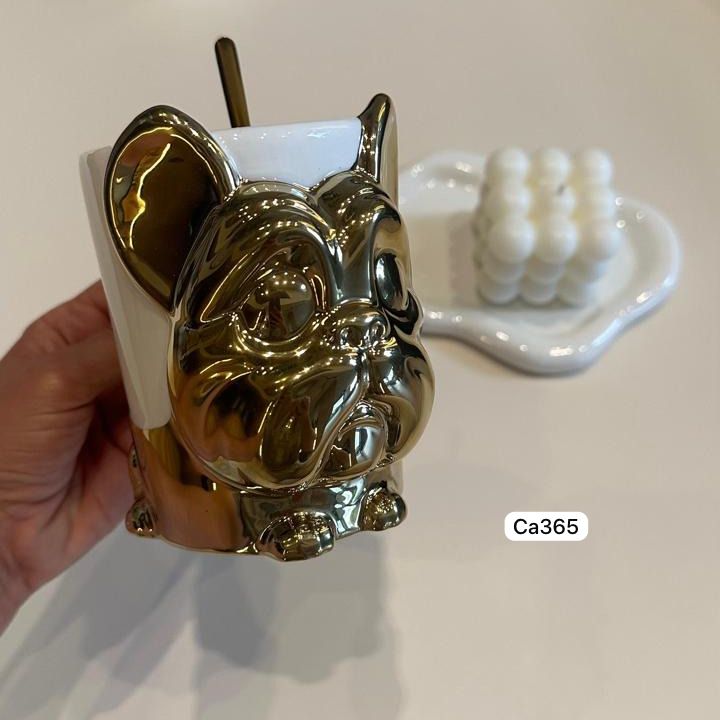 Taza perro plateado ceramica   450ml