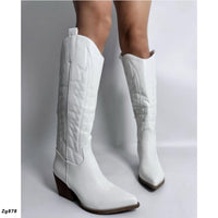 Bota caña alta blanco textura tacon 10cm  U1A-X20651-08  C-10