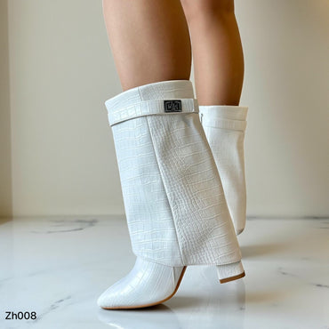 Botin blanco doblez textura tacon 9cm  HX3097-B9370