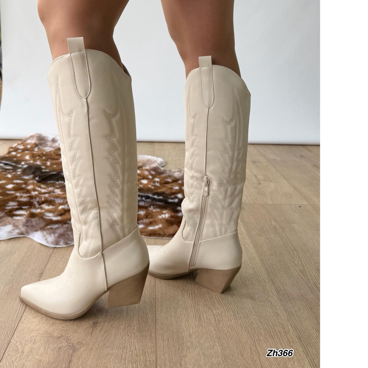 Bota texana beige tacon 7cm  HJ5108   C-116