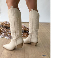 Bota texana beige tacon 7cm  HJ5108   C-116
