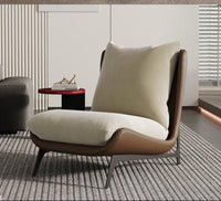 Silla poltrona policuero beige-café  67cm* 78cm* 75cm