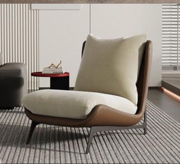 Silla poltrona policuero beige-café  67cm* 78cm* 75cm