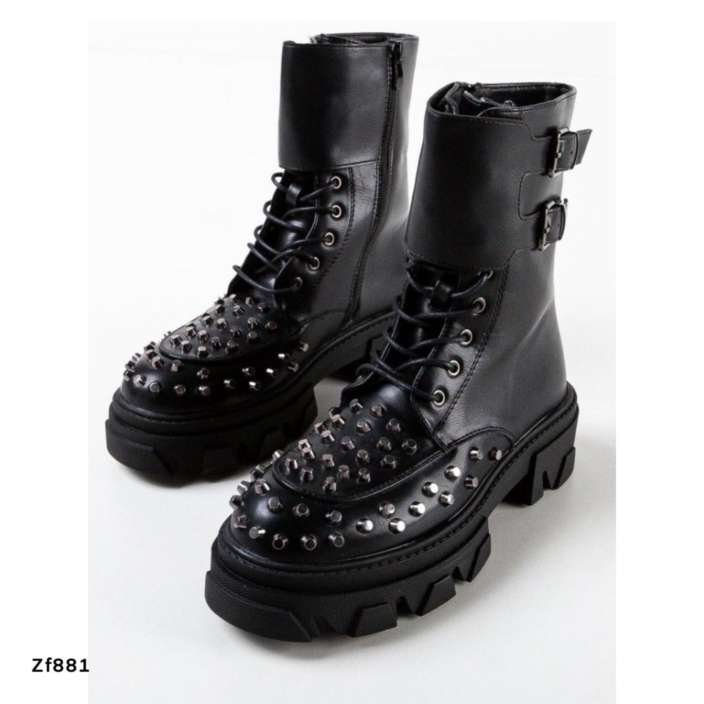 Botin negro apliques plomo suela 4cm  2G9AX80029-01    C-33