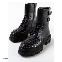 Botin negro apliques plomo suela 4cm  2G9AX80029-01    C-33