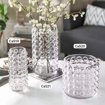 Florero transparente diseño burbujas cristal  pequeño  8cm* 21,5cm