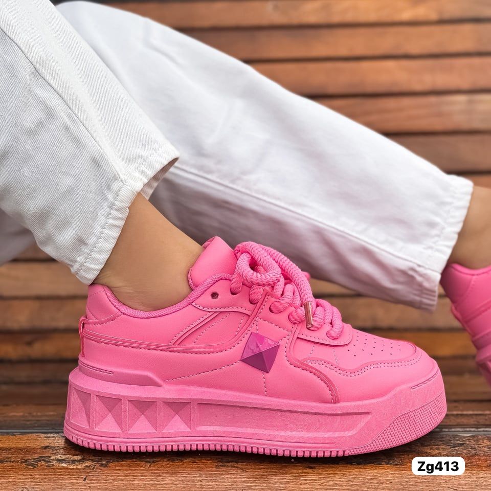 Tenis rosado suela 3cm  3011  C-2